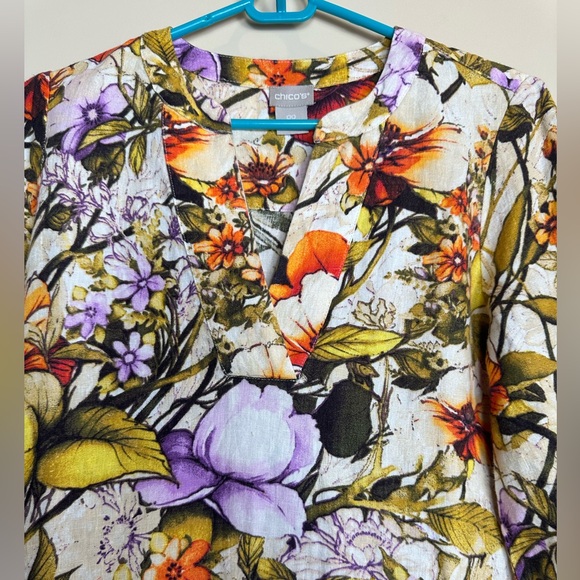 Chicos floral patterned v-neck dress in size 00 - Picture 5 of 10